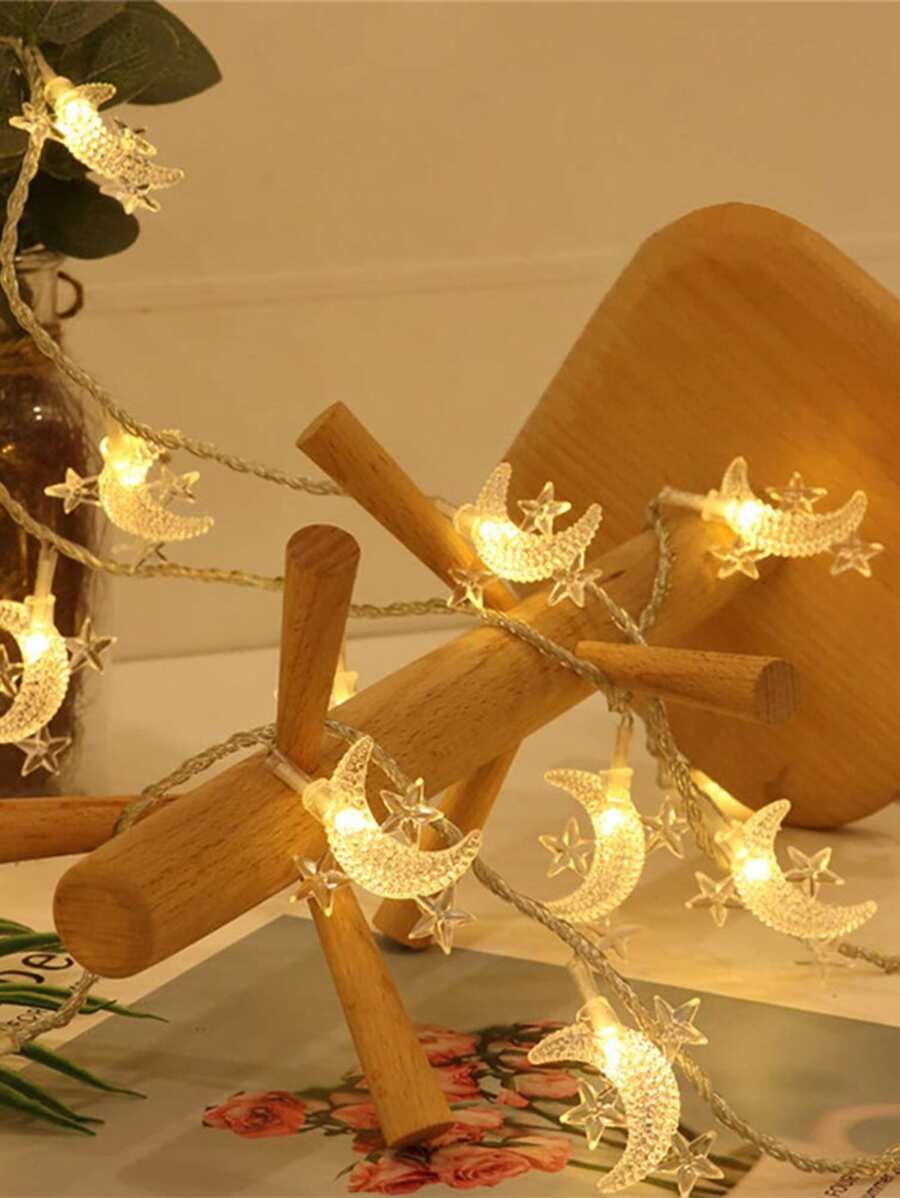 1pc String Light With 20pcs Moon Shaped Bulb, Creative String Light, For Bedroom, Party, Wedding