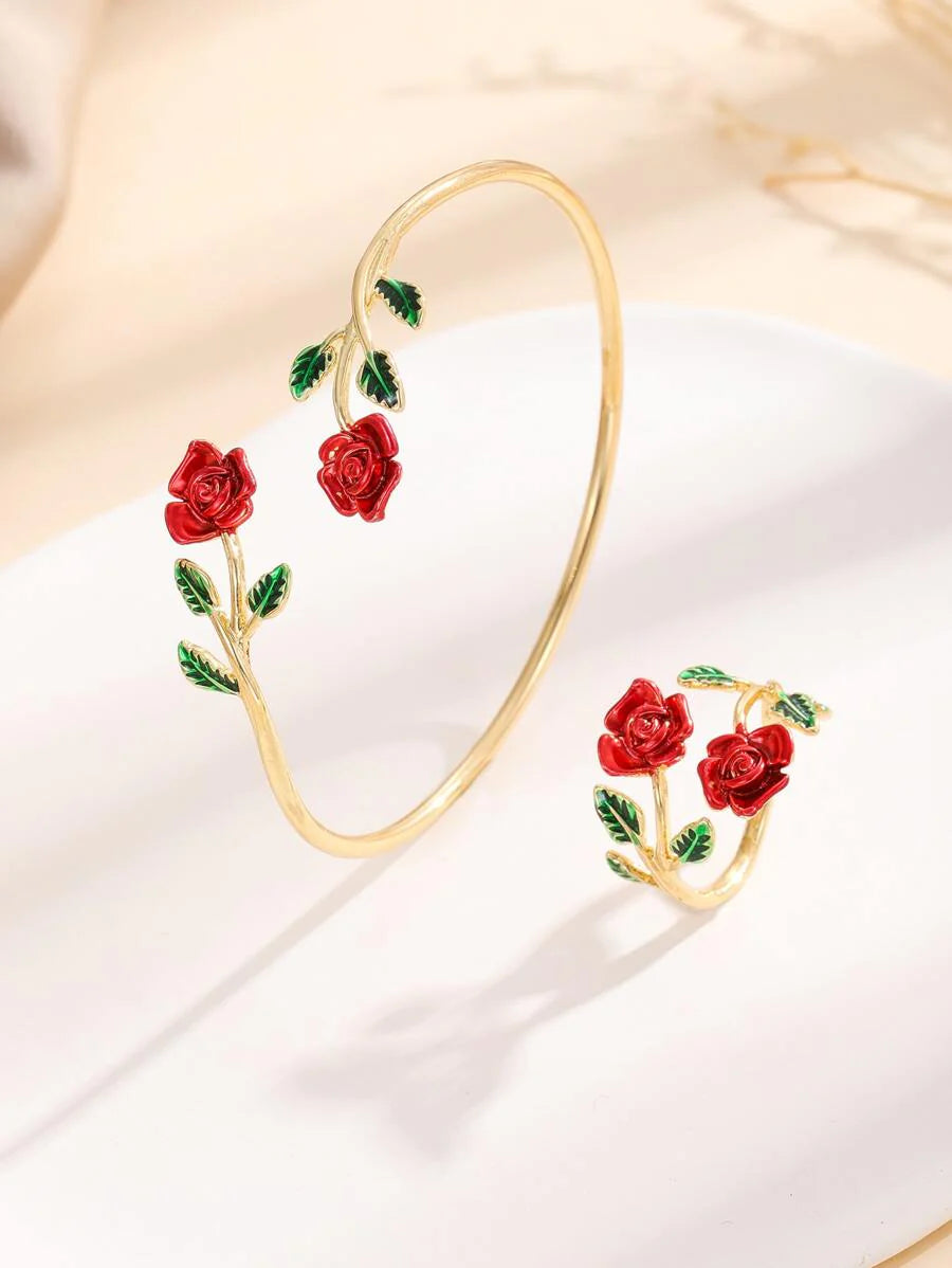 2pcs Flower Decor Jewelry Set Valentines