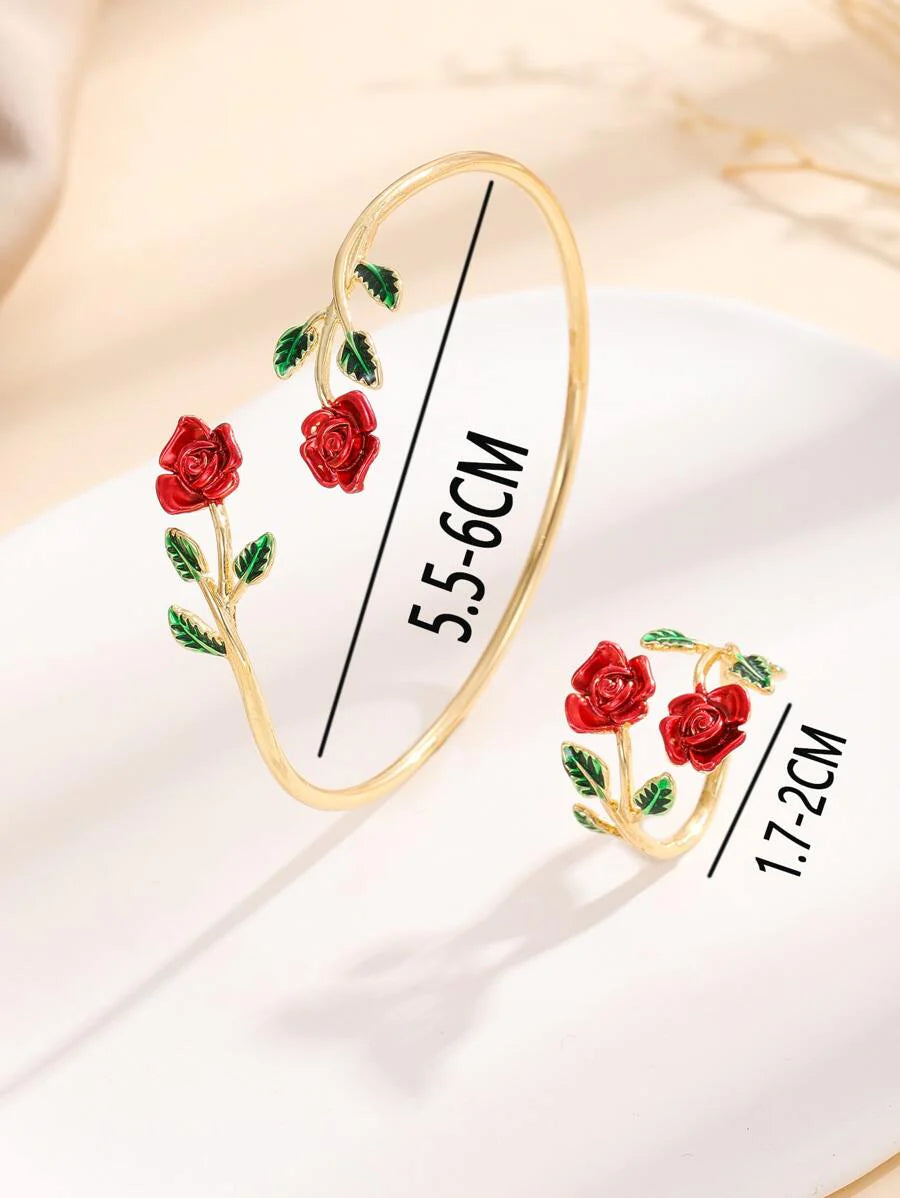 2pcs Flower Decor Jewelry Set Valentines