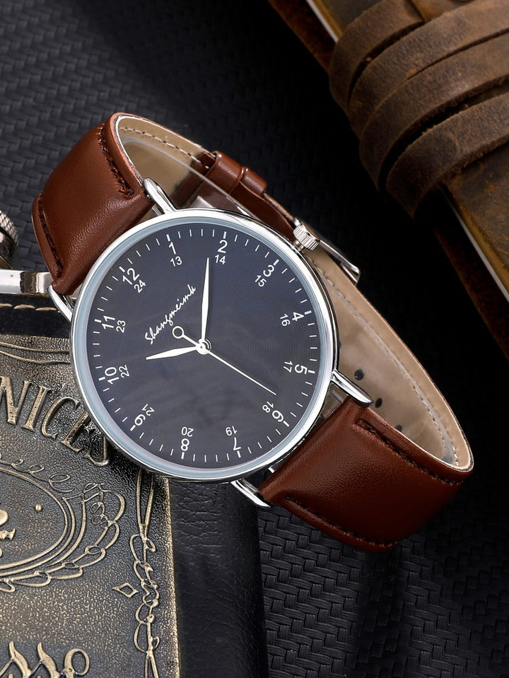 SHANGMEIMK Men Round Pointer Quartz Watch As A Gift For Students Returning To School