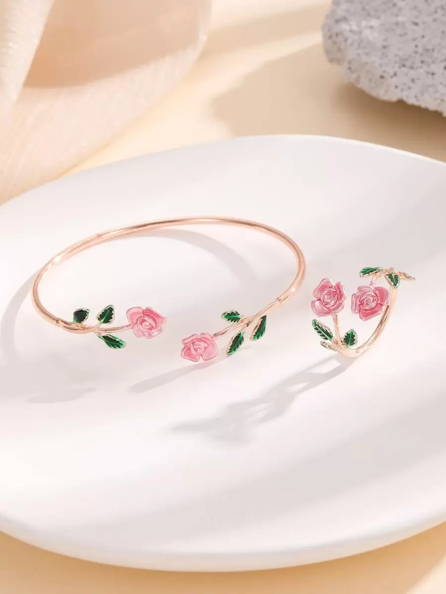 2pcs Flower Decor Jewelry Set Valentines