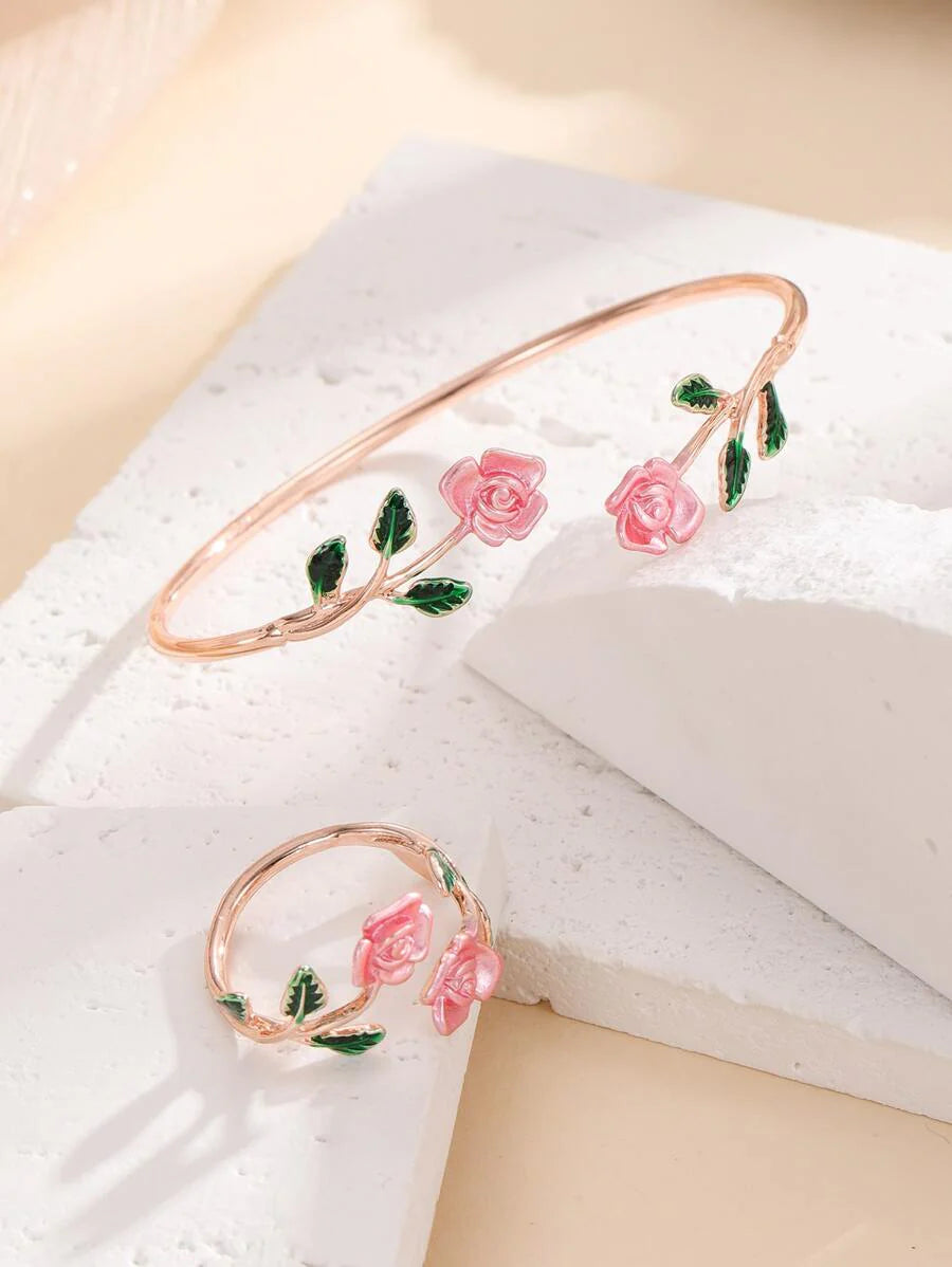 2pcs Flower Decor Jewelry Set Valentines