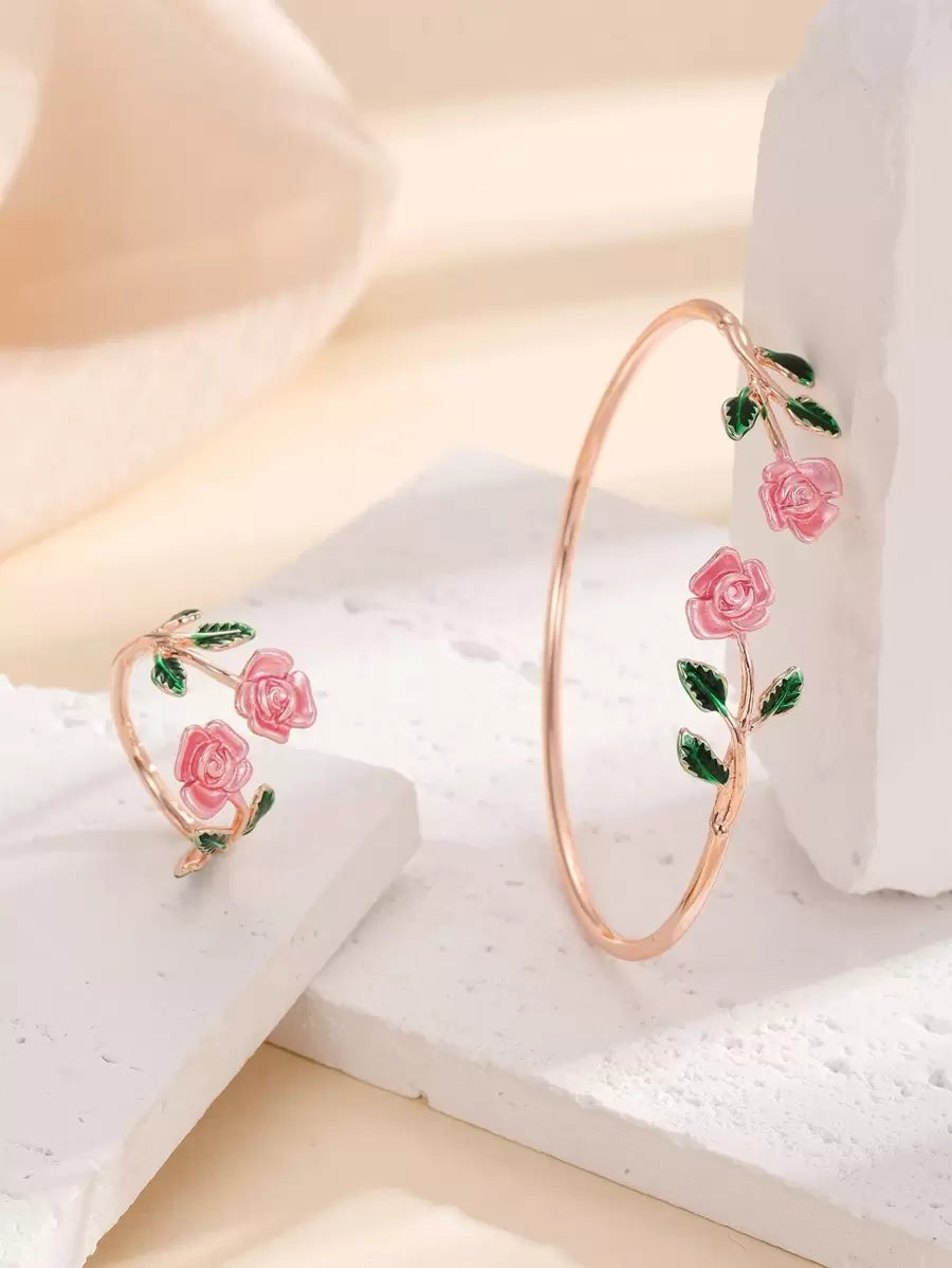 2pcs Flower Decor Jewelry Set Valentines