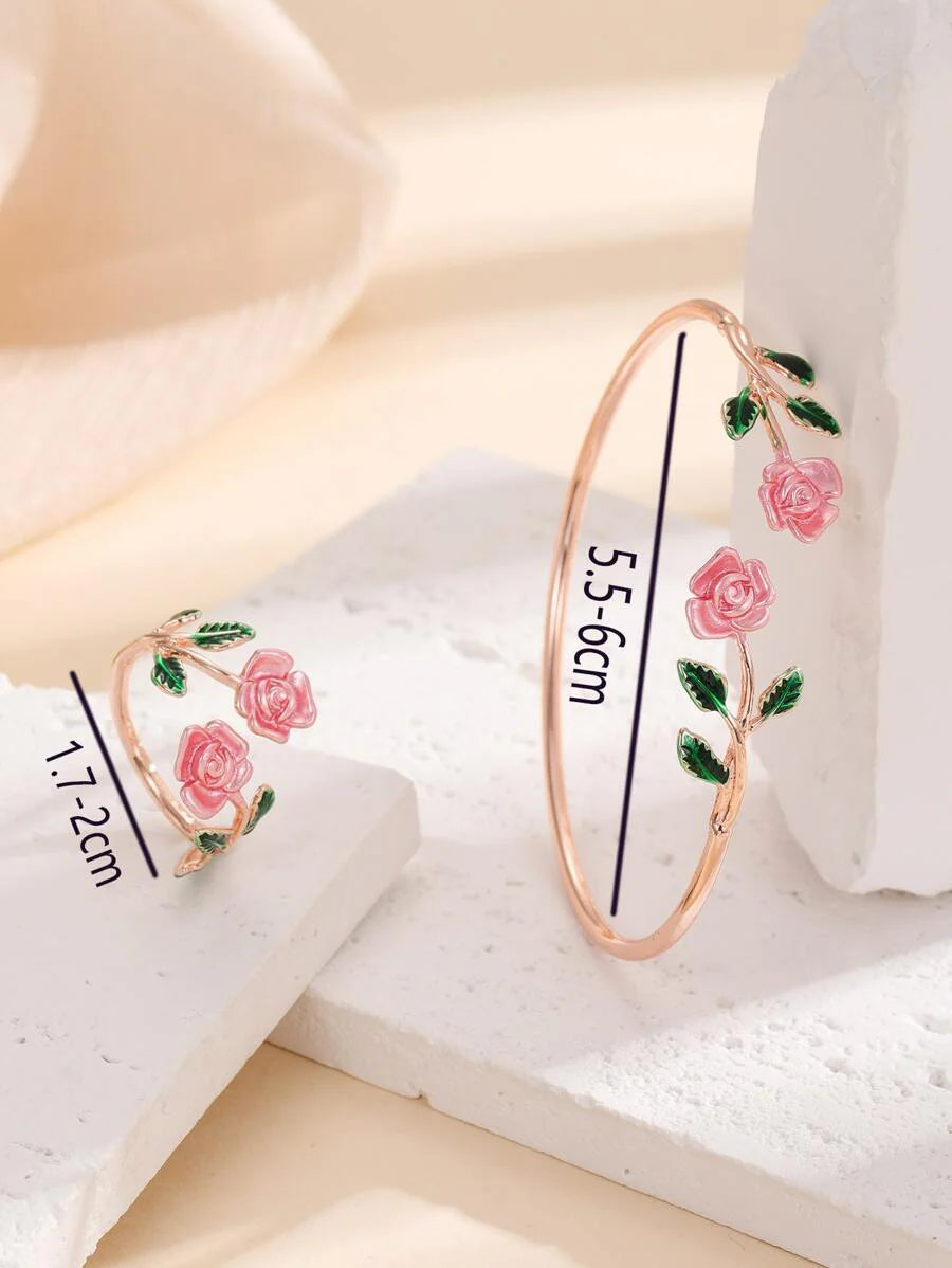 2pcs Flower Decor Jewelry Set Valentines