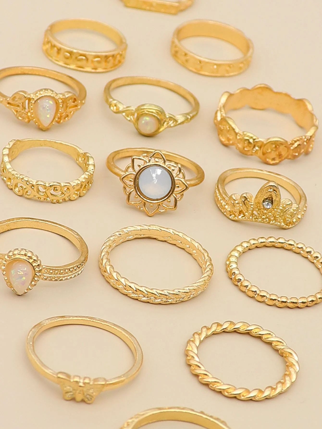 15pcs Butterfly & Water-drop Decor Ring