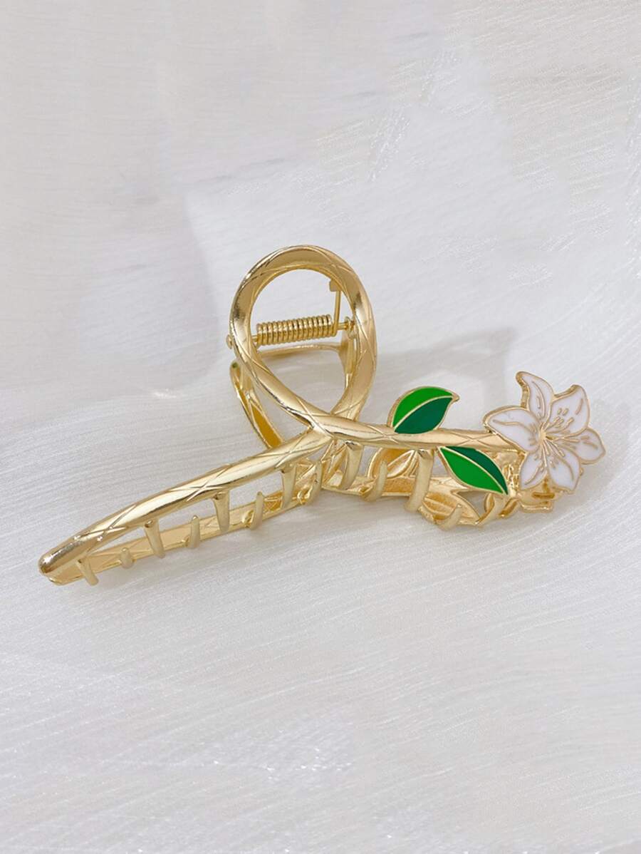 Flower Design Hair Claw Tulip Flower Large Hair Claw Clips For Women Girls 90s Non Slip Strong Hold Metal Jaw Clips Hair Barrettes Hair Clamps For Thick Thin Curly Hair Boho Valentine's Day Summer