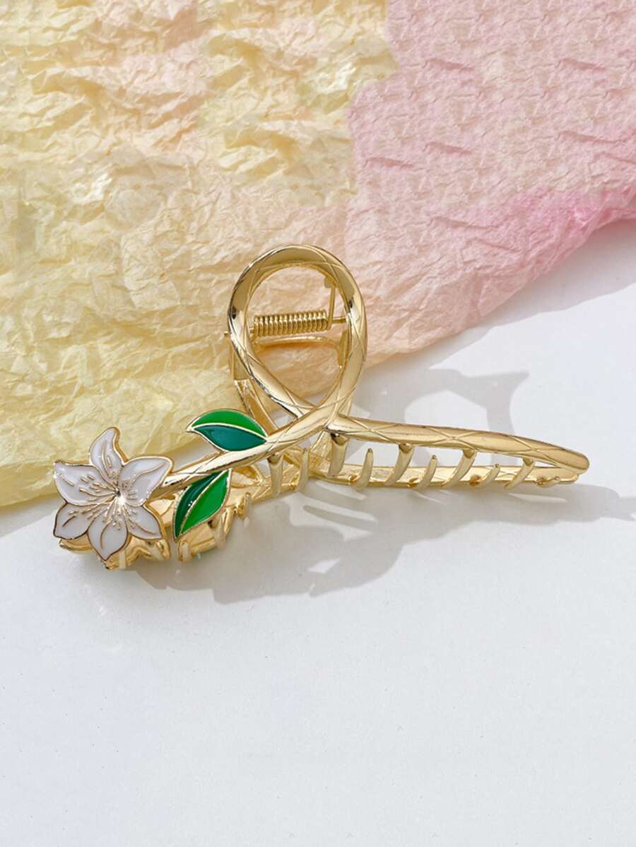 Flower Design Hair Claw Tulip Flower Large Hair Claw Clips For Women Girls 90s Non Slip Strong Hold Metal Jaw Clips Hair Barrettes Hair Clamps For Thick Thin Curly Hair Boho Valentine's Day Summer