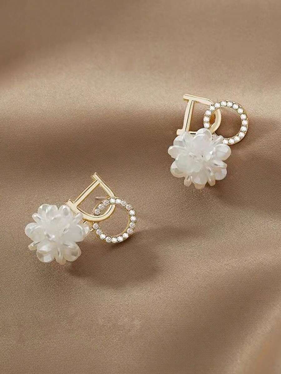 Rhinestone Letter & Flower Decor Earrings Valentines,Mom,Mother,Mother's Day,Gift
