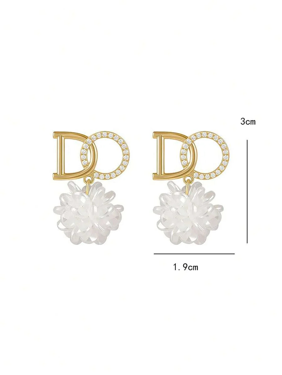 Rhinestone Letter & Flower Decor Earrings Valentines,Mom,Mother,Mother's Day,Gift