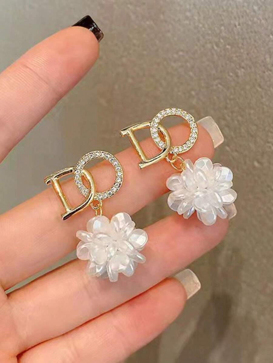 Rhinestone Letter & Flower Decor Earrings Valentines,Mom,Mother,Mother's Day,Gift