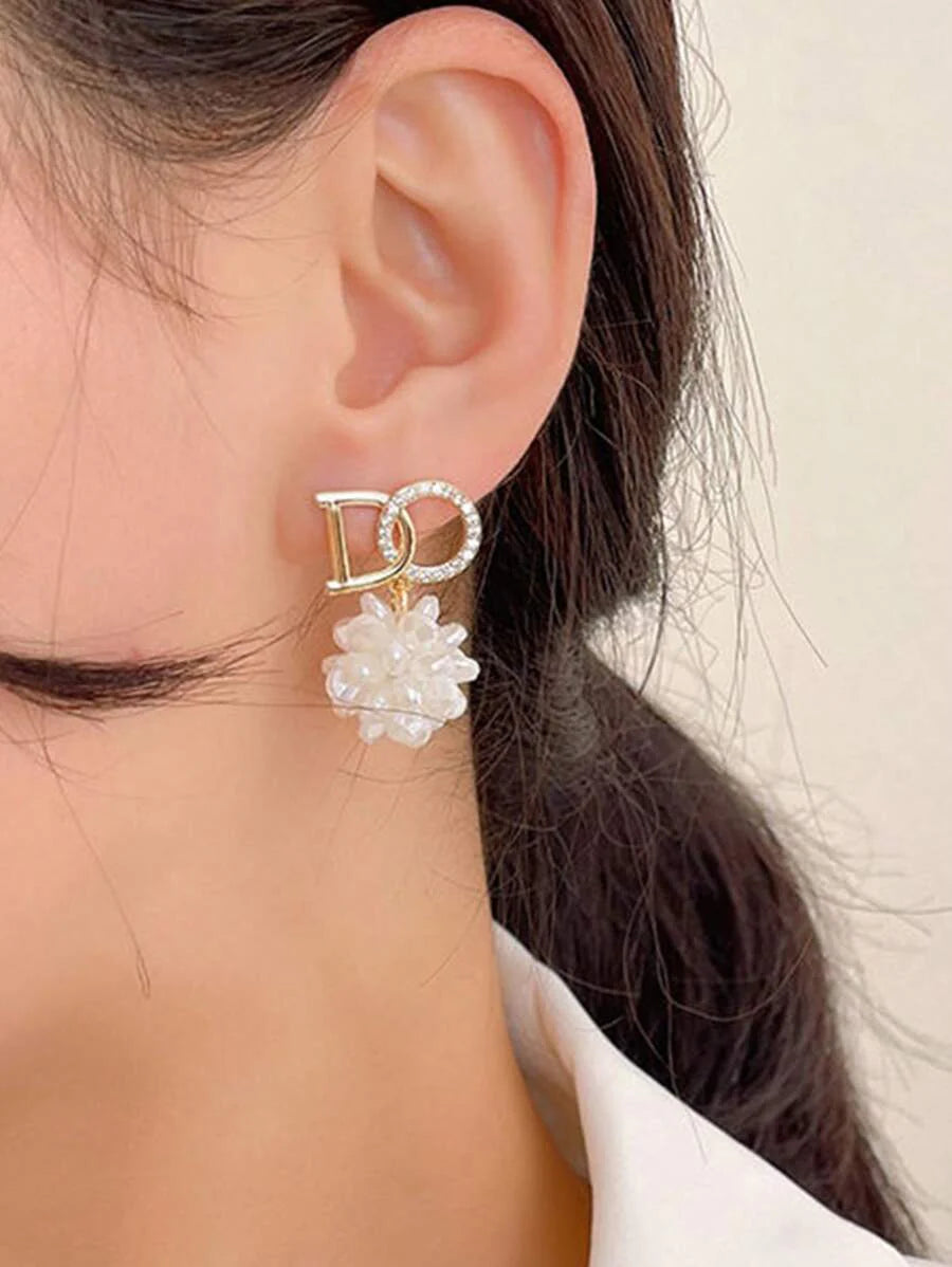 Rhinestone Letter & Flower Decor Earrings Valentines,Mom,Mother,Mother's Day,Gift