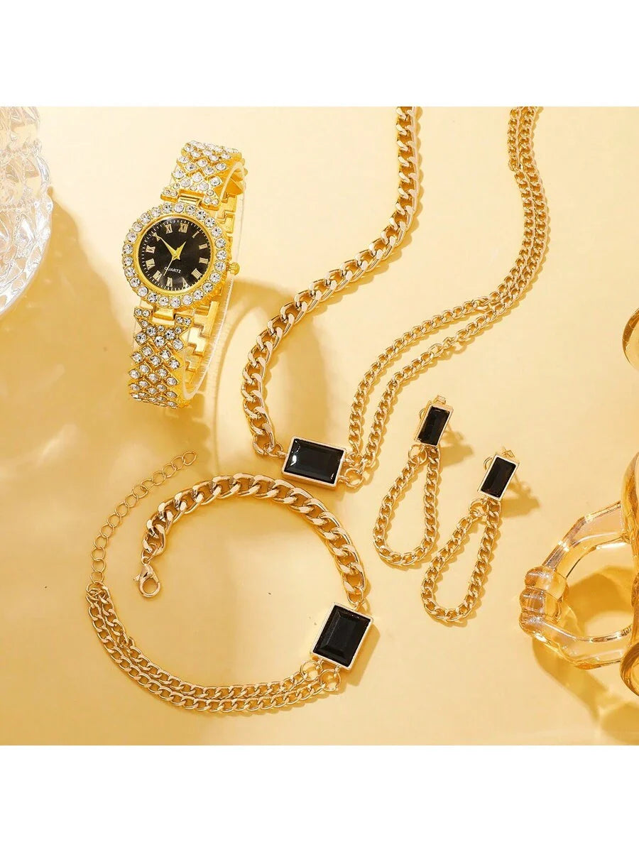 5pcs/Set Women's Fashionable Quartz Watch Set As A Gift For Students Returning To School