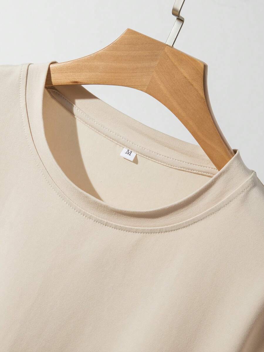 Manfinity Homme Men's Solid Color Round Neck Short Sleeve T-Shirt