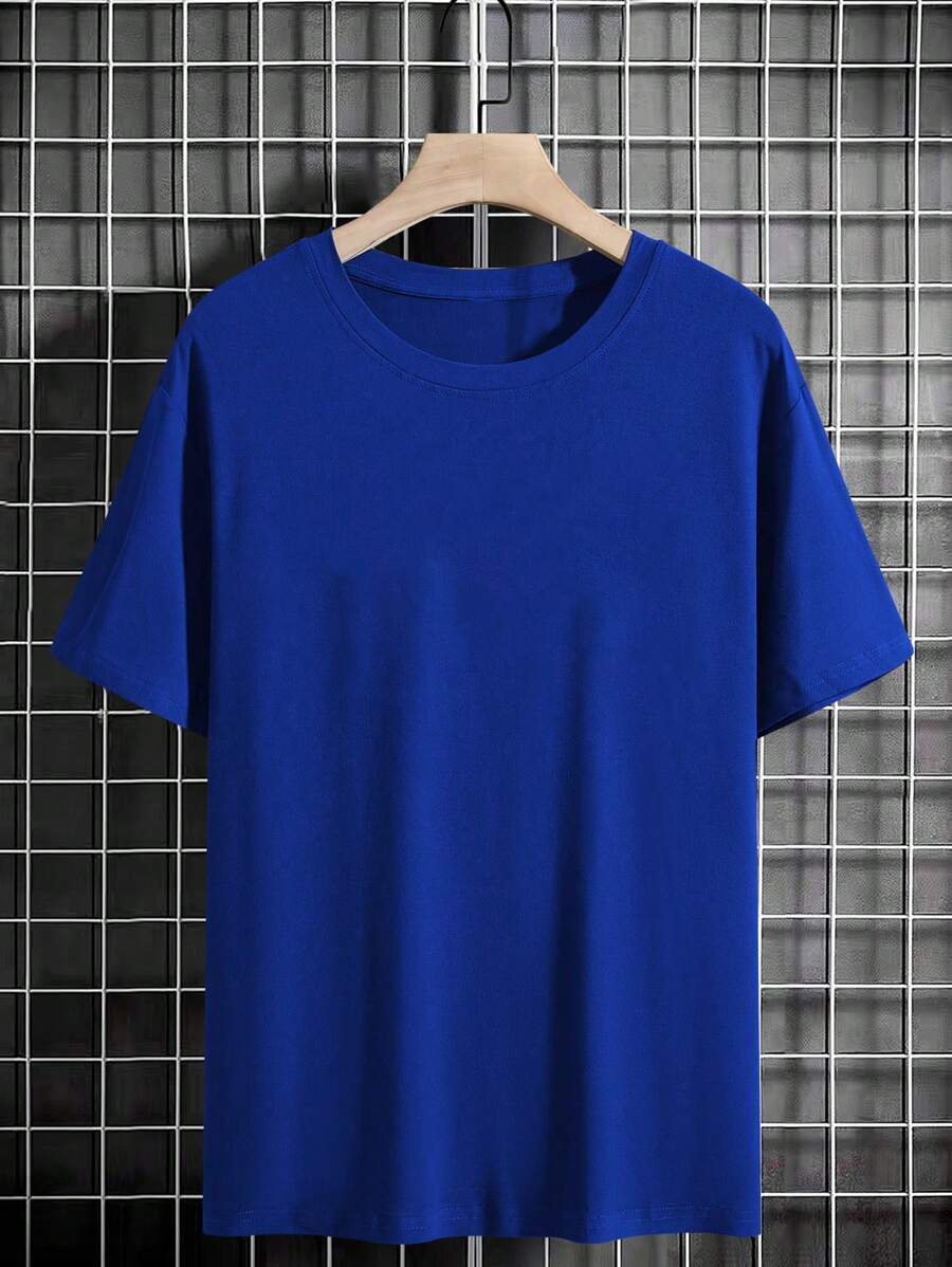 Manfinity Homme Men's Solid Color Round Neck Short Sleeve T-Shirt