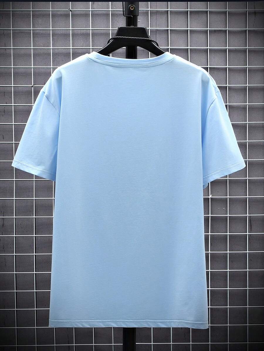 Manfinity Homme Men's Solid Color Round Neck Short Sleeve T-Shirt