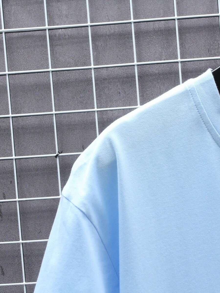 Manfinity Homme Men's Solid Color Round Neck Short Sleeve T-Shirt