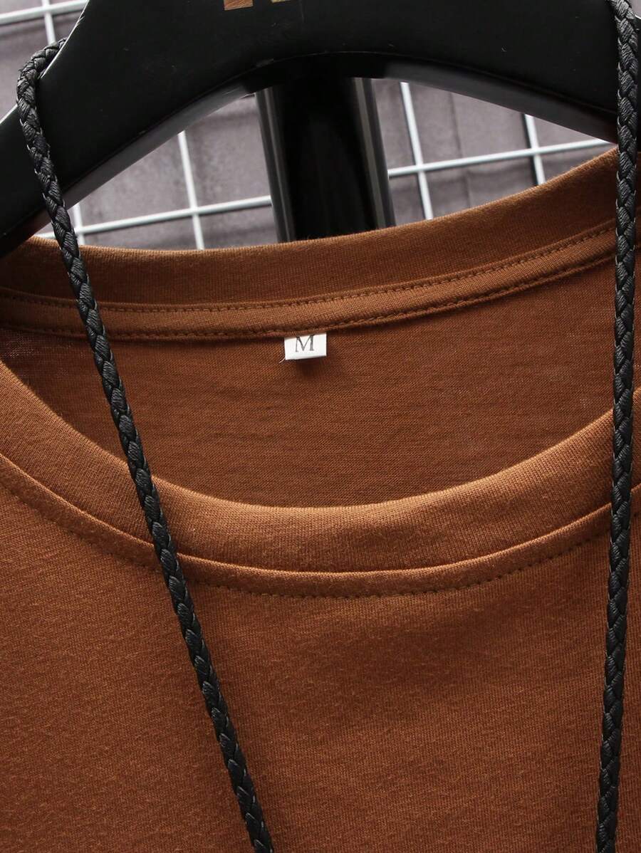 Manfinity Homme Men's Solid Color Round Neck Short Sleeve T-Shirt