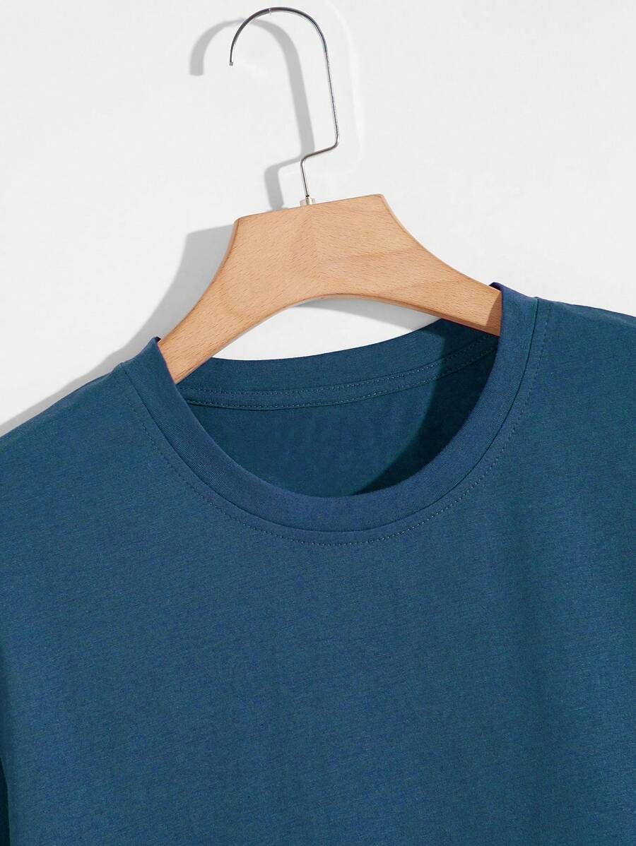 Manfinity Homme Men's Solid Color Round Neck Short Sleeve T-Shirt