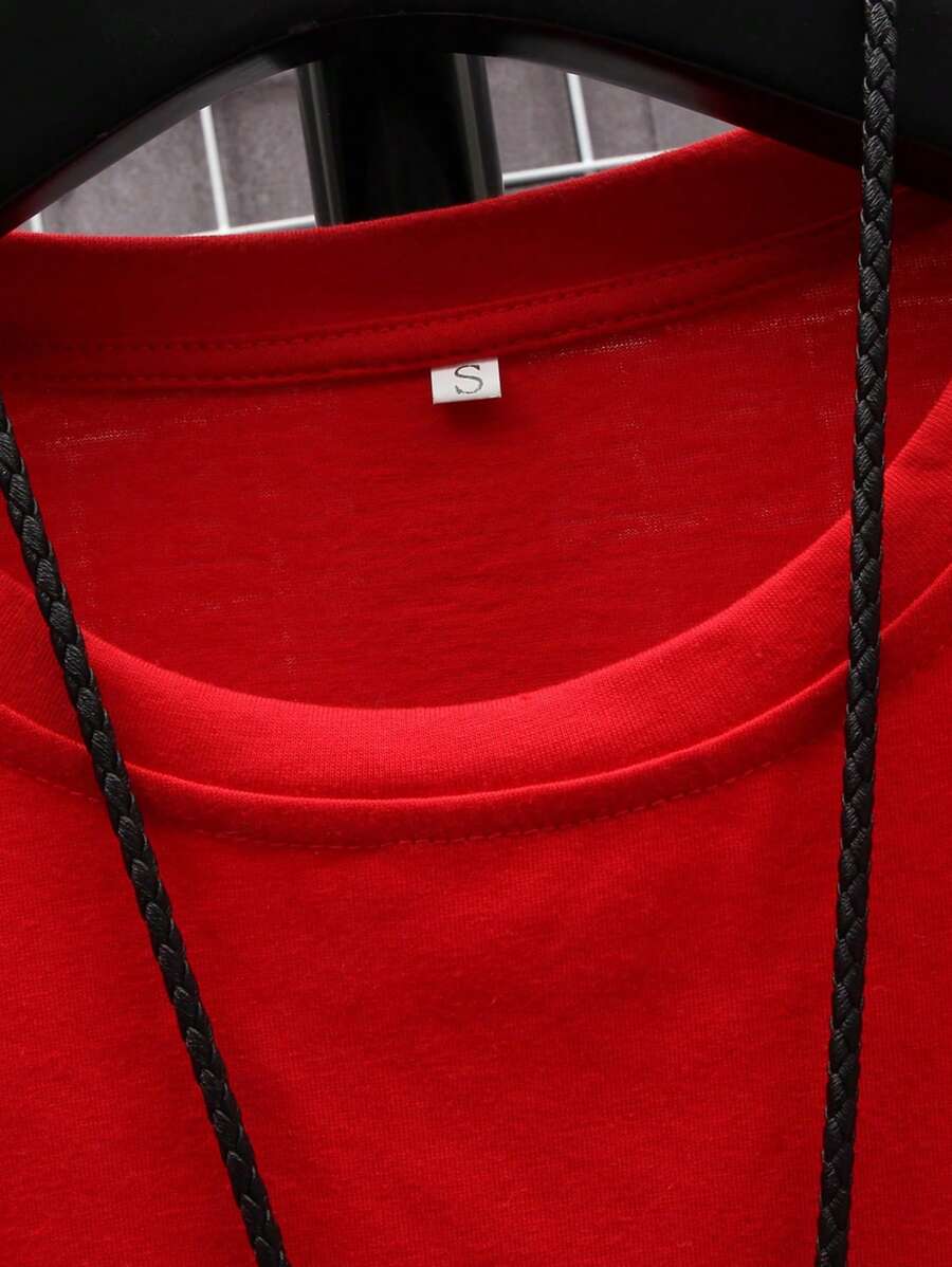 Manfinity Homme Men's Solid Color Round Neck Short Sleeve T-Shirt