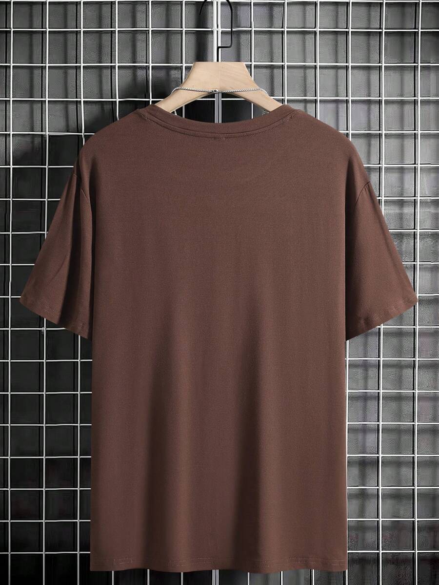 Manfinity Homme Men's Solid Color Round Neck Short Sleeve T-Shirt