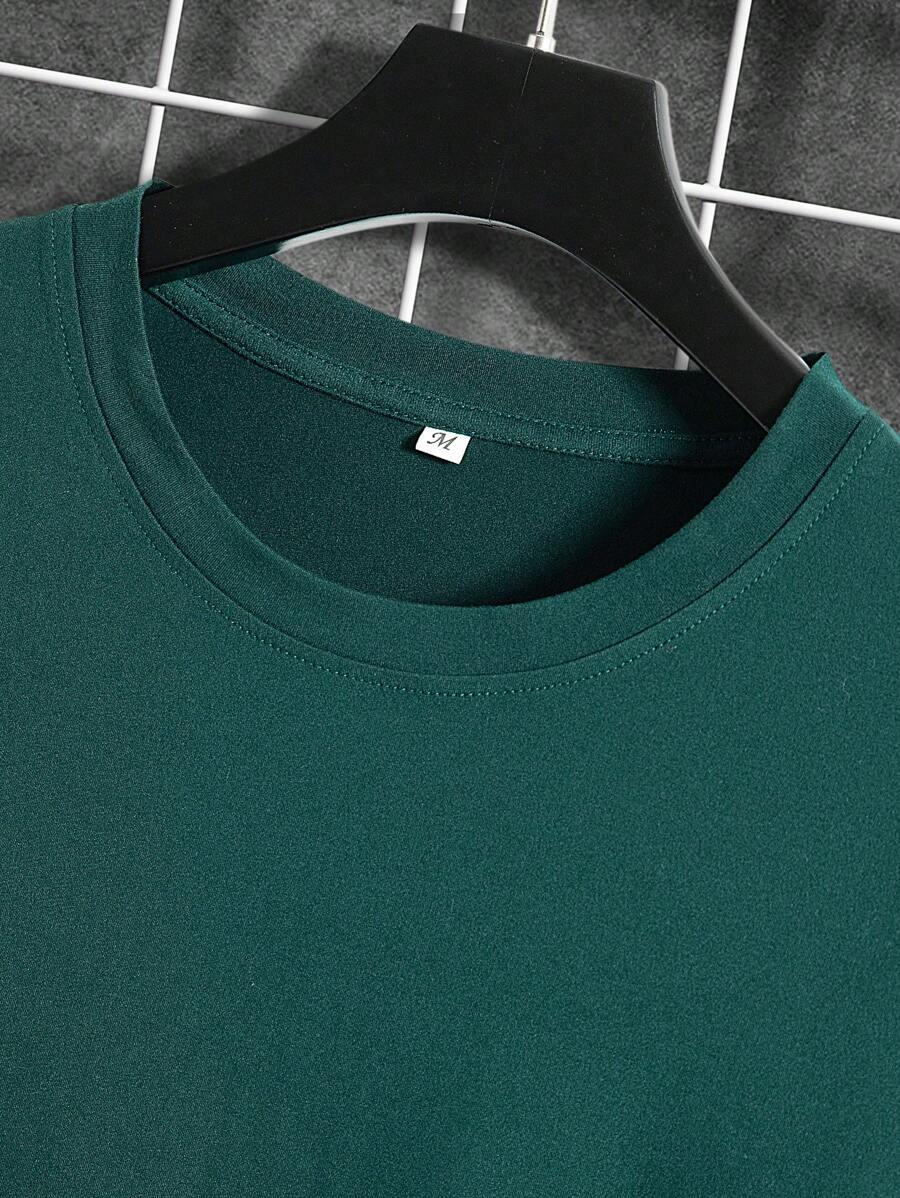 Manfinity Homme Men's Solid Color Round Neck Short Sleeve T-Shirt