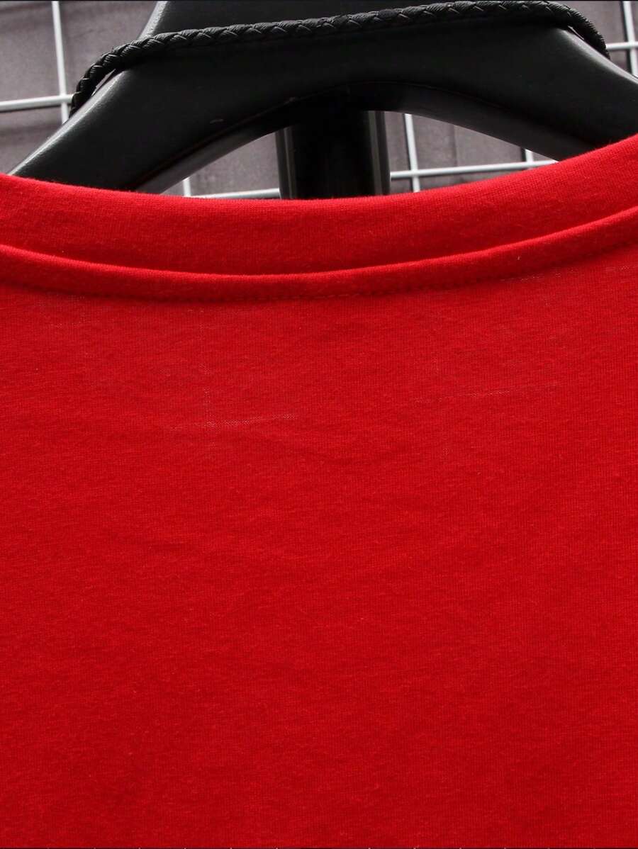 Manfinity Homme Men's Solid Color Round Neck Short Sleeve T-Shirt