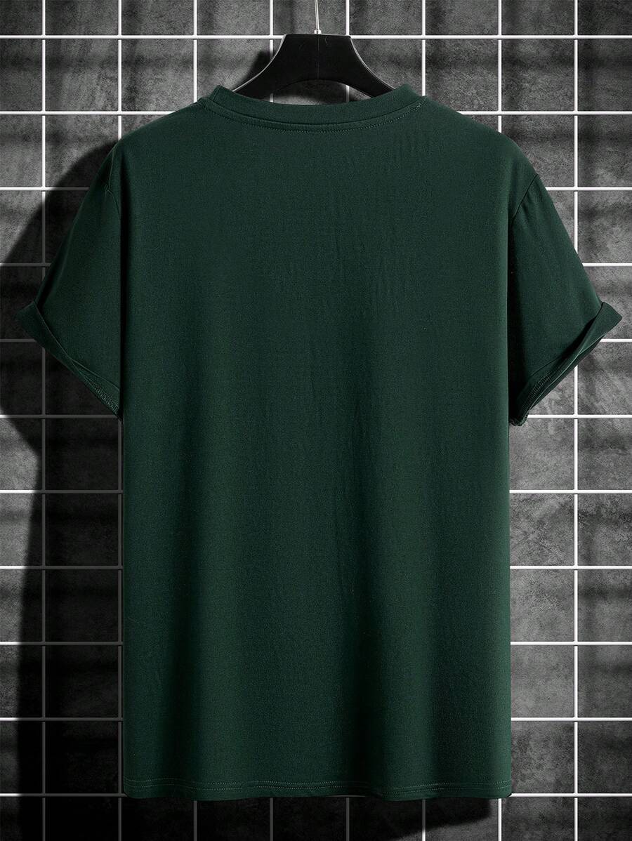 Manfinity Homme Men's Solid Color Round Neck Short Sleeve T-Shirt