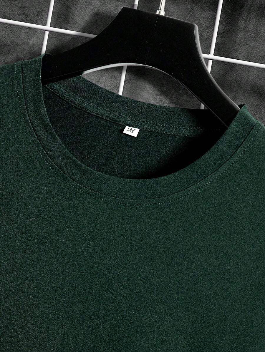Manfinity Homme Men's Solid Color Round Neck Short Sleeve T-Shirt