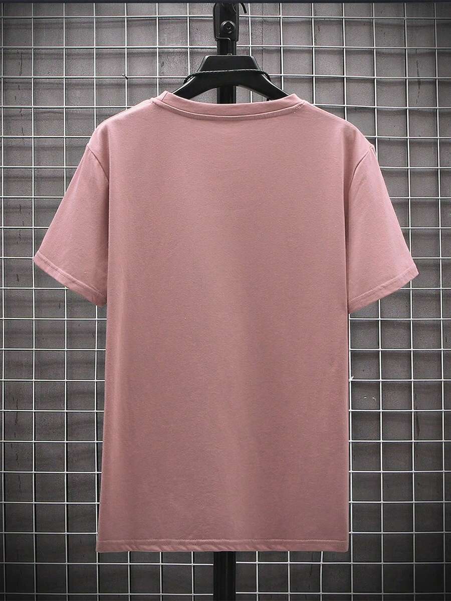Manfinity Homme Men's Solid Color Round Neck Short Sleeve T-Shirt