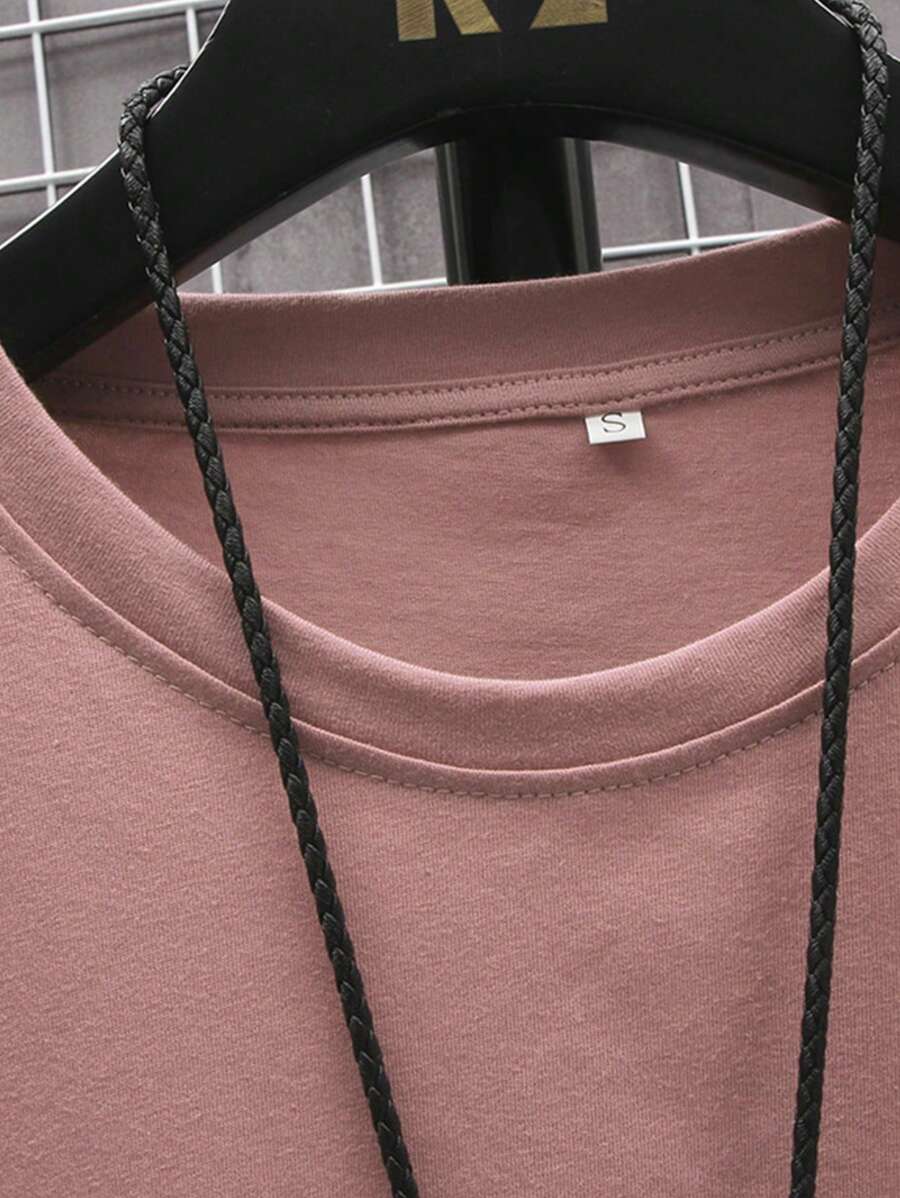 Manfinity Homme Men's Solid Color Round Neck Short Sleeve T-Shirt