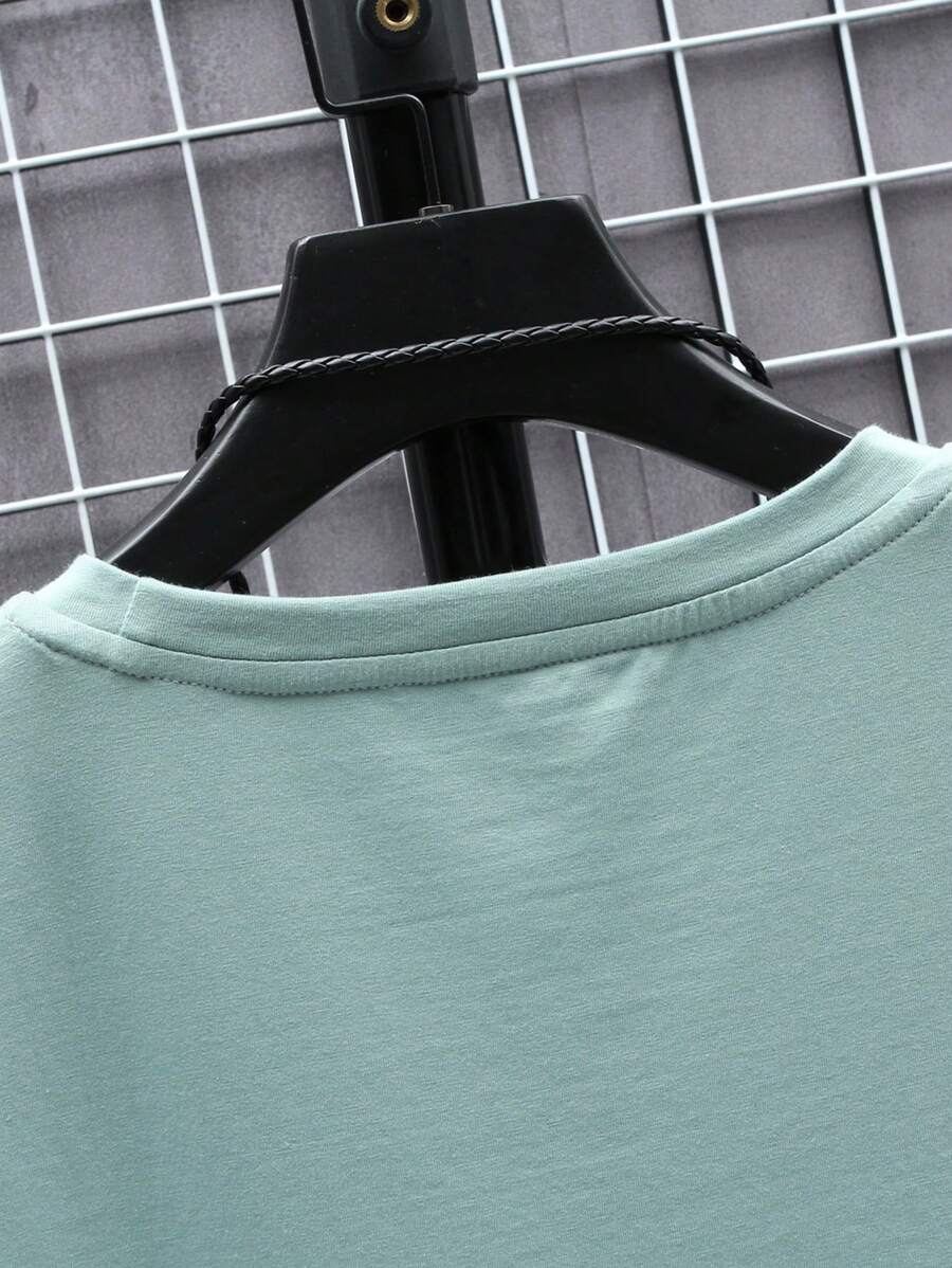 Manfinity Homme Men's Solid Color Round Neck Short Sleeve T-Shirt