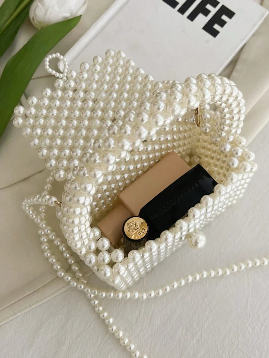 1pc Beaded Handbag, Fashion Pearl Small Shoulder Bag, Spring/Summer