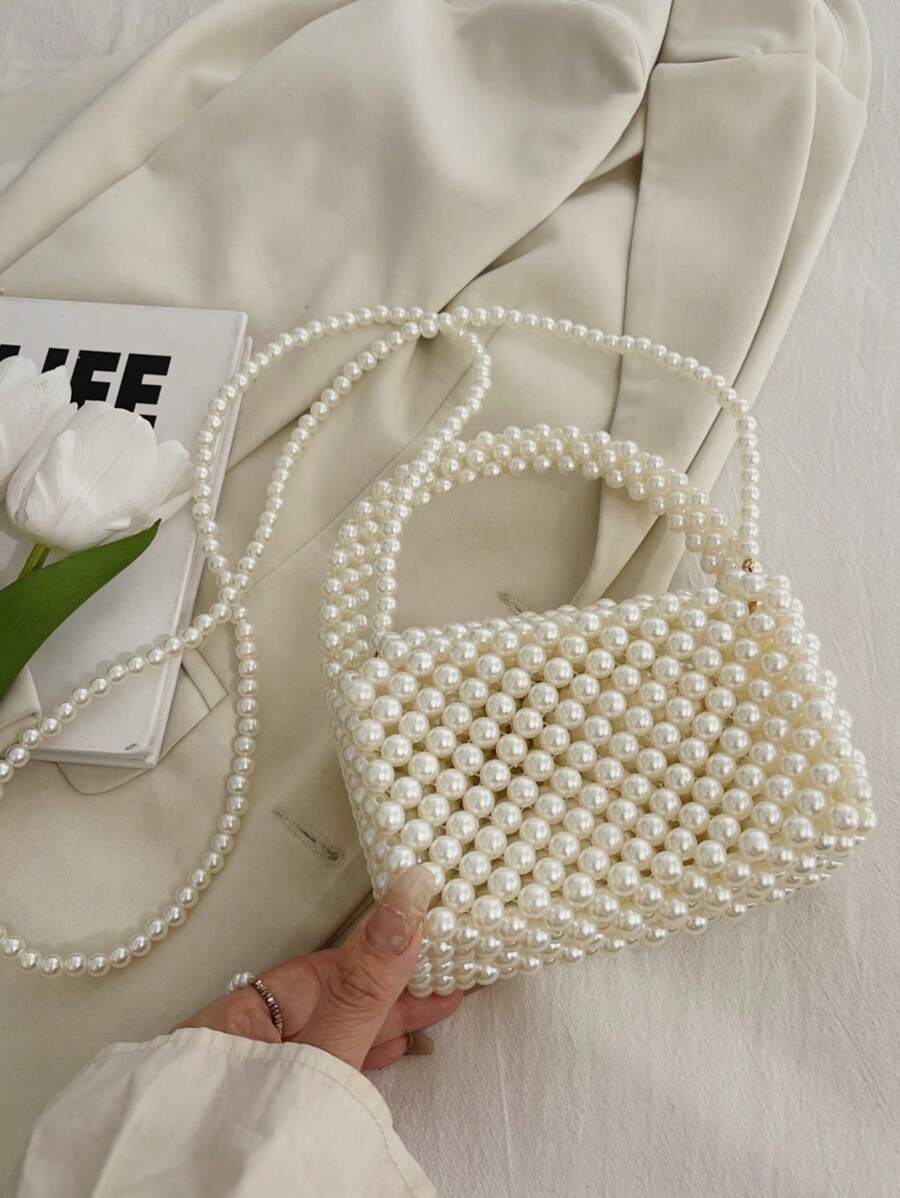 1pc Beaded Handbag, Fashion Pearl Small Shoulder Bag, Spring/Summer