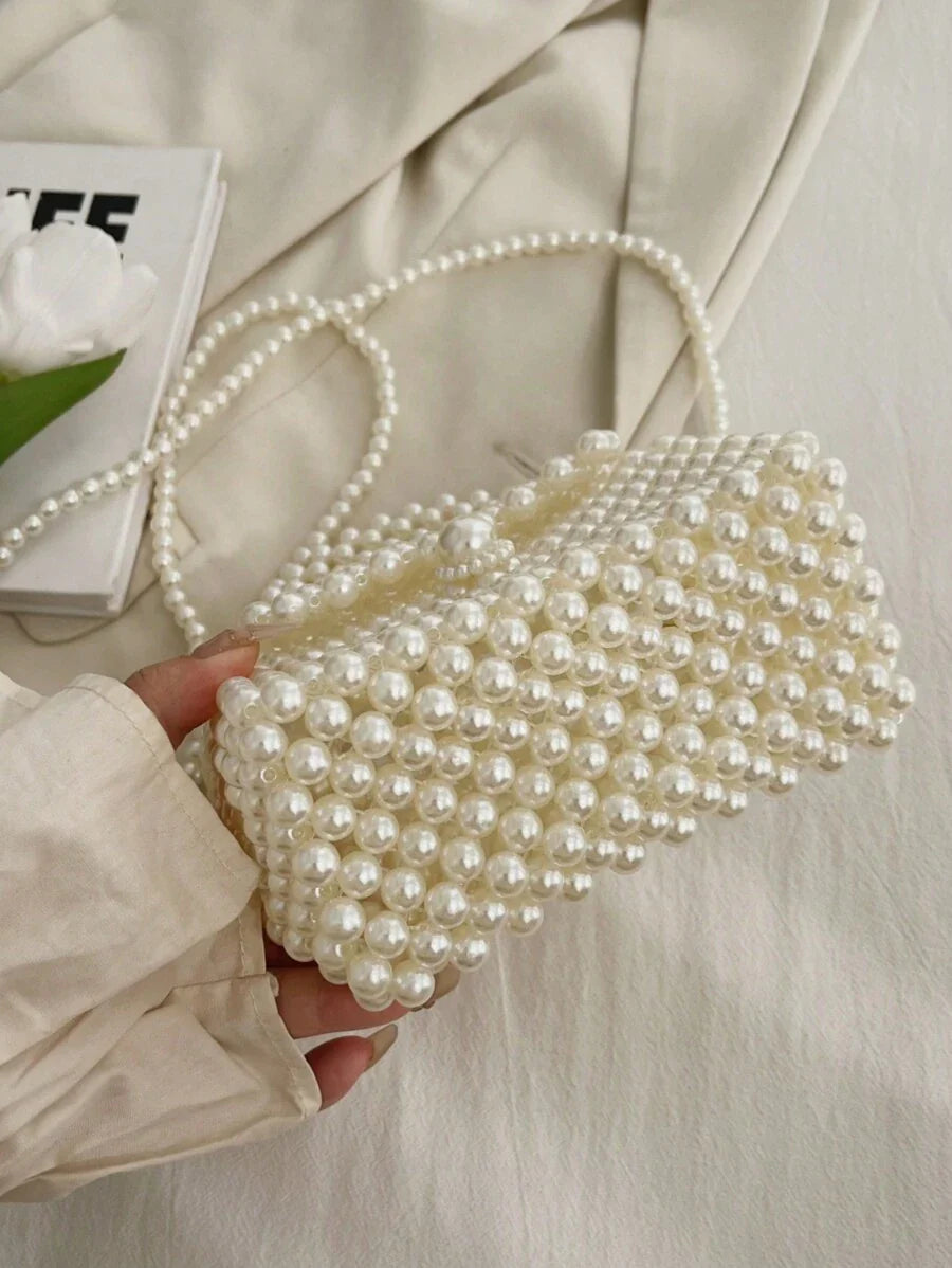 1pc Beaded Handbag, Fashion Pearl Small Shoulder Bag, Spring/Summer