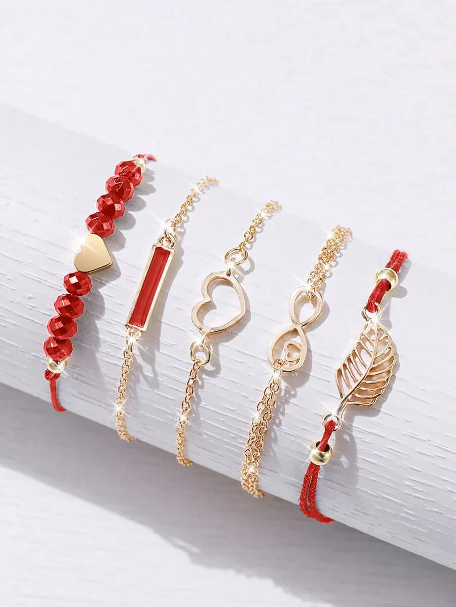 Women Fashionable Rhinestone-Accented Floral Dial Quartz Wristwatch And Heart Tree Leaf Bracelet Set (6pcs/Set) As A Gift For Students Returning To School Valentines