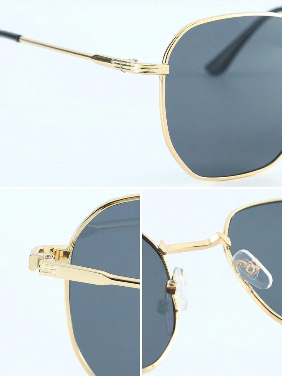 1pc Men Metal Geometric Modern Simple Style Fashion Glasses For Daily Life Tropical Beach Vacay Accessories For Summer Beach Vacation, Outdoor, Travel