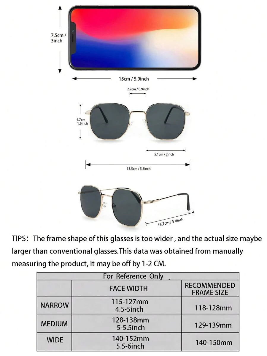 1pc Men Metal Geometric Modern Simple Style Fashion Glasses For Daily Life Tropical Beach Vacay Accessories For Summer Beach Vacation, Outdoor, Travel