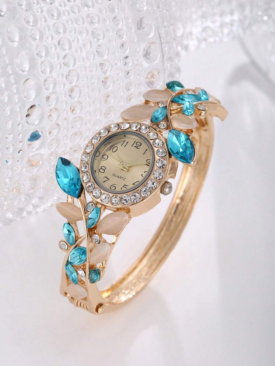 Fashion Watch For Women Personality Watch Strap Women's Quartz Watch Shiny Rhinestone Bracelet Watch + Necklace Rings Earrings As A Gift For Students Returning To School