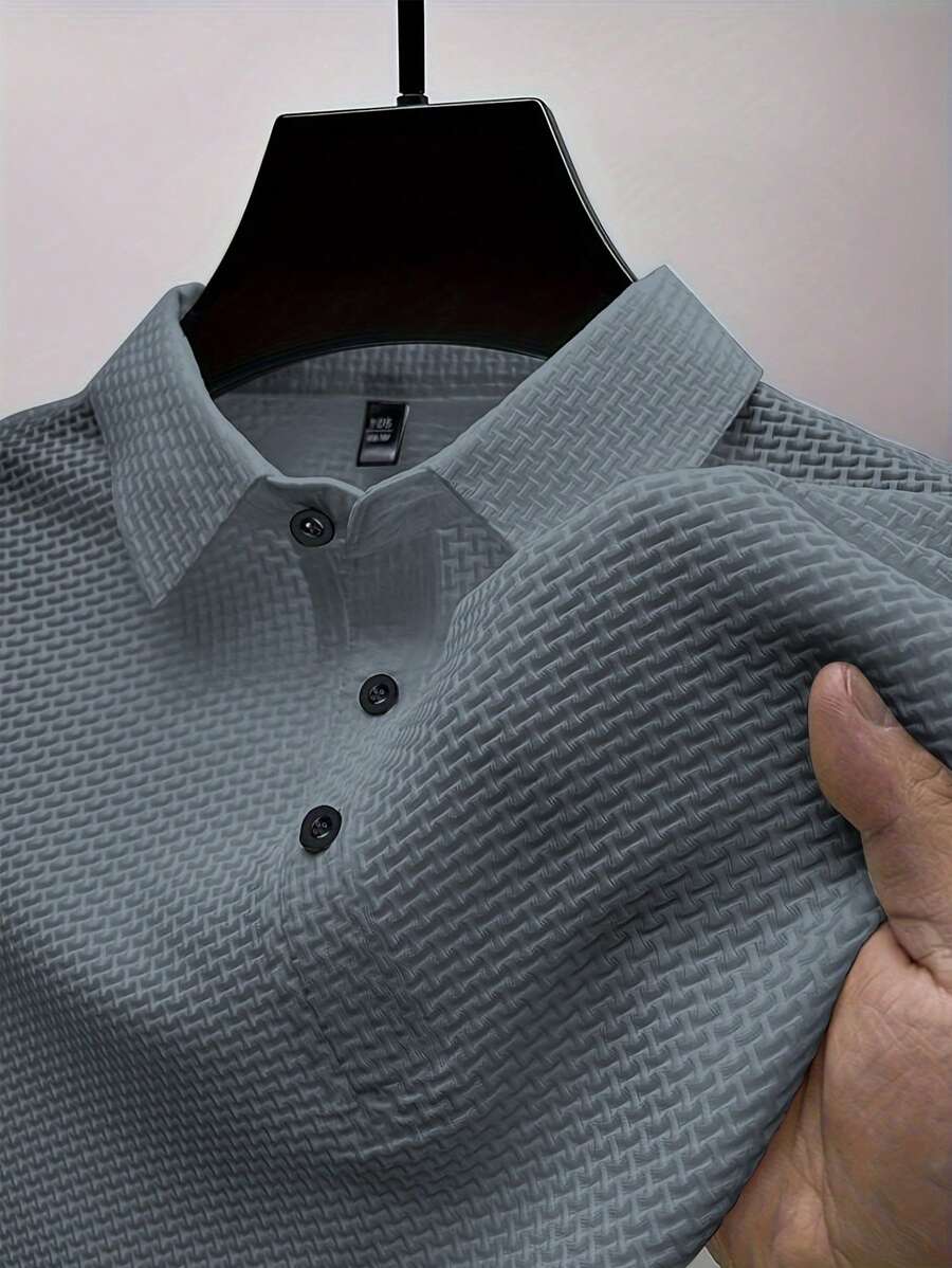 Manfinity Homme Men's Summer Solid Short Sleeve Casual Polo Shirt For Commute