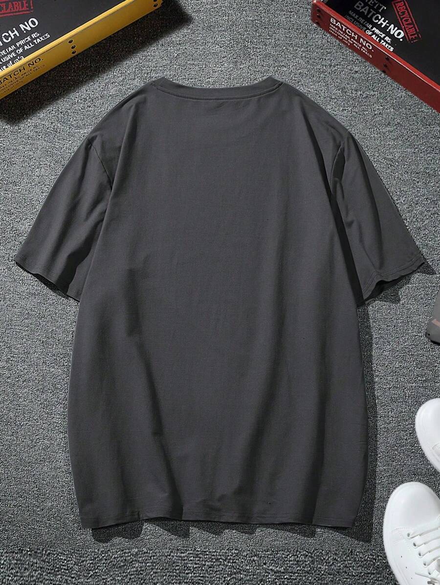 Manfinity Homme Men's Solid Color Round Neck Short Sleeve T-Shirt