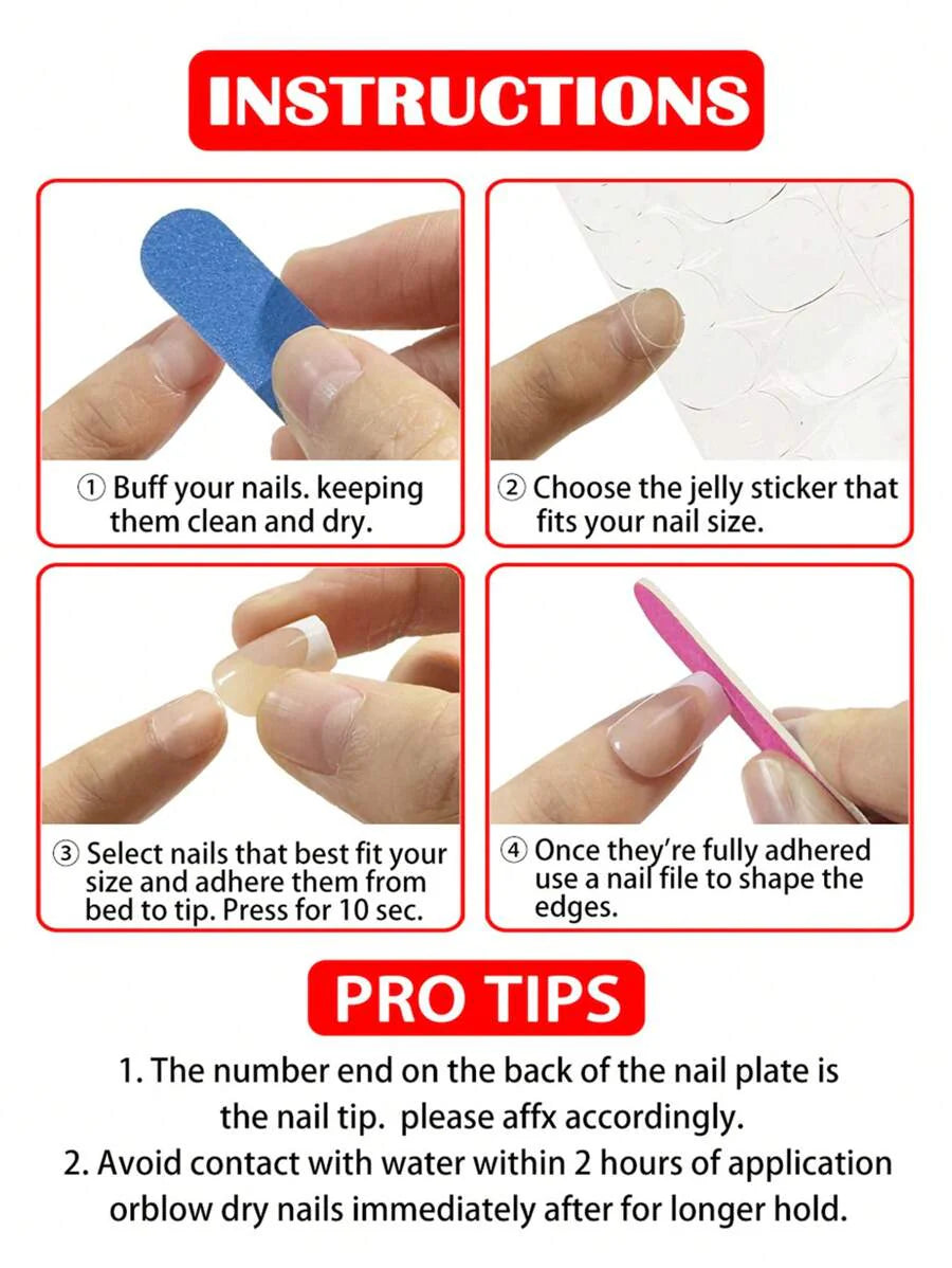 Upgrade Your Look - 24pcs Coffin-Shaped French Sparkly Stars & Stripes Full Cover Wearable False Nails With Jelly Glue & Nail File Set. Suitable For Ladies/Girls To Wear In Parties, Dances, And Various Daily Settings. Press On Nails