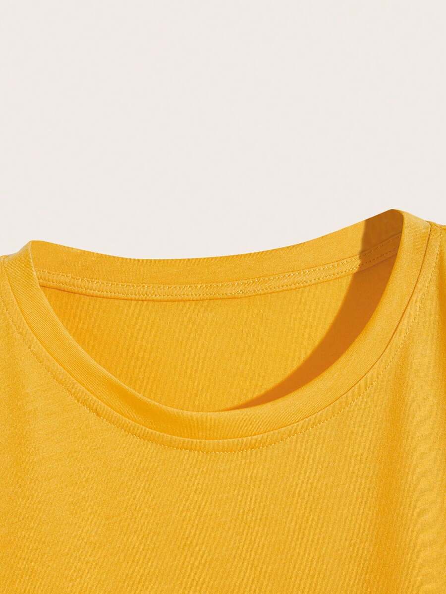 Manfinity Homme Men's Solid Color Round Neck Short Sleeve T-Shirt