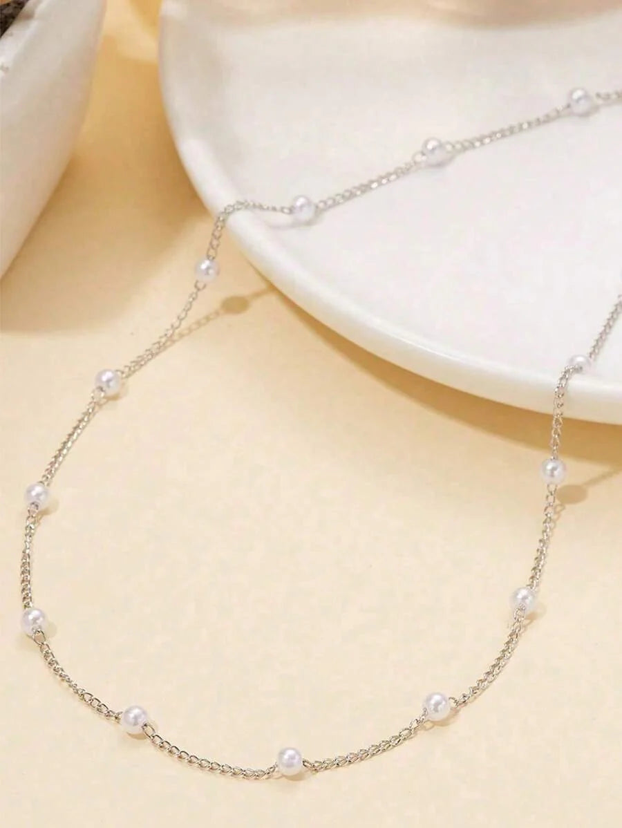 1pc New Fashion Elegant Vintage Faux Pearl Necklace Choker