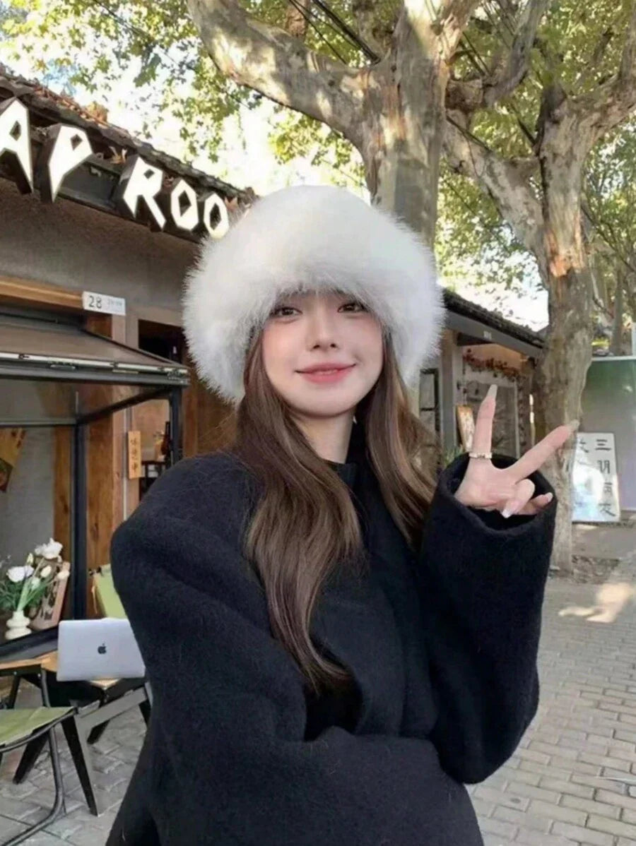 New Plush Mongolian Hat Ladies Autumn AndWinter Cold Warm Atmosphere With Cute PlushHats