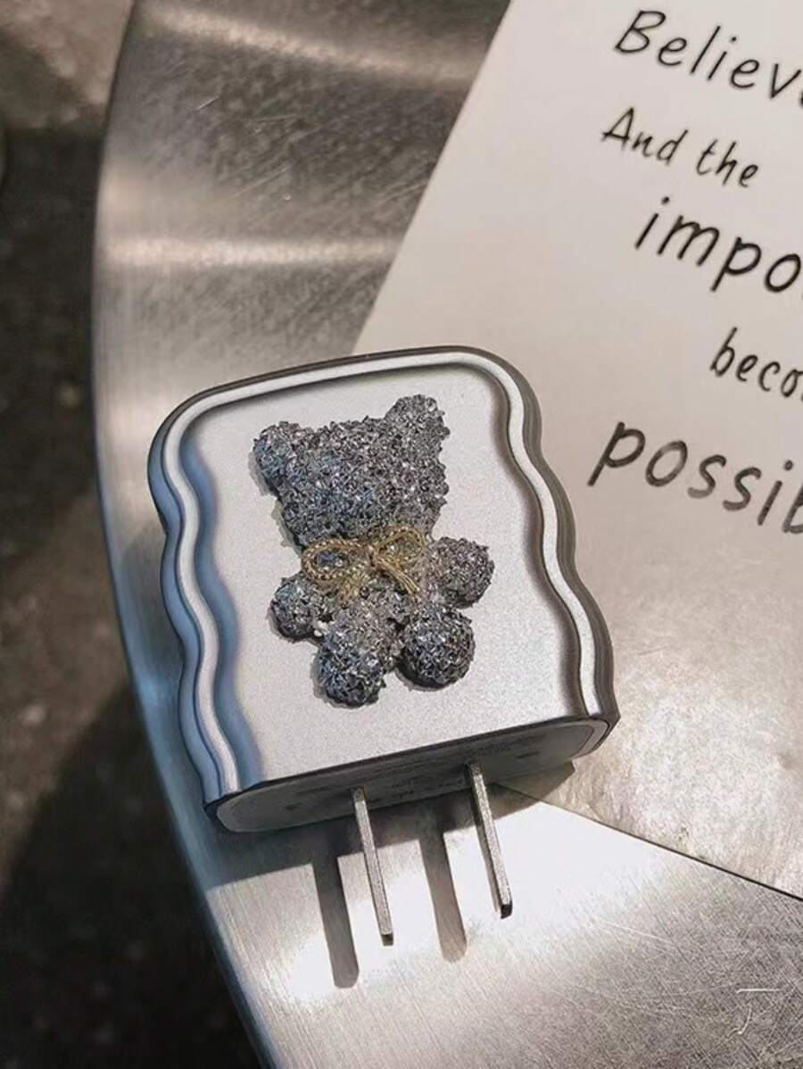 5pcs/Set Teddy Bear Charger Cable Protector Sleeve Soft Case For IPhone 16/15/14, 18/20W Fast Charging Adapter, Anti-Breaking, Gift For Boyfriend/Girlfriend