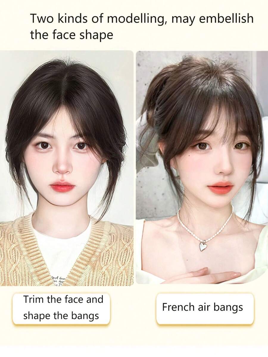 Synthetic Bangs Wig For Women With Natural Side Bangs Fluffy And Add Hair Flipper Bangs