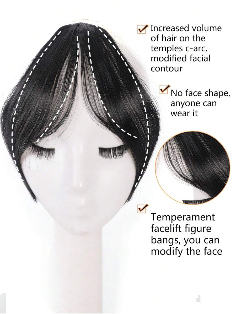 Synthetic Bangs Wig For Women With Natural Side Bangs Fluffy And Add Hair Flipper Bangs