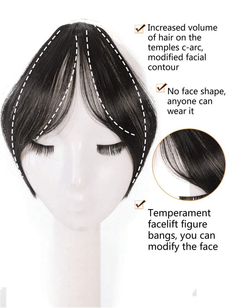 Synthetic Bangs Wig For Women With Natural Side Bangs Fluffy And Add Hair Flipper Bangs