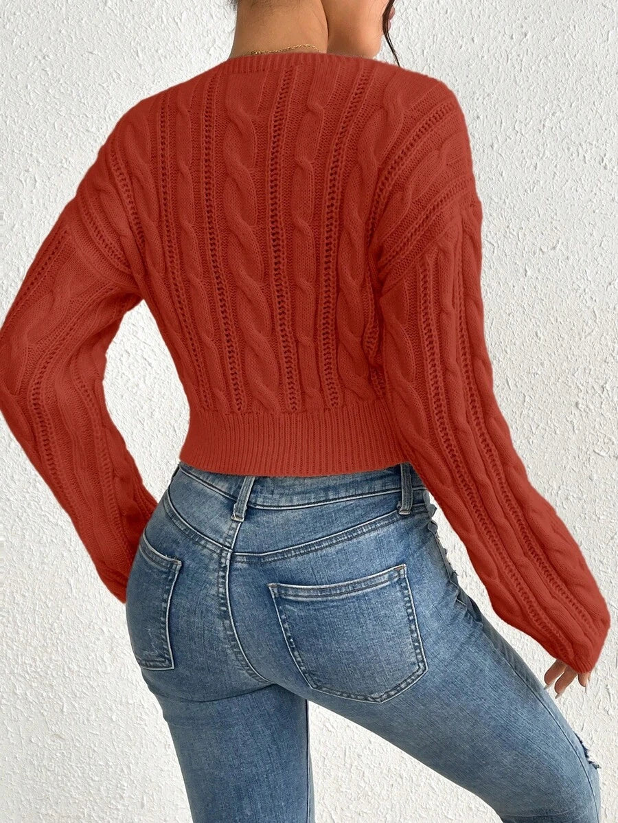 Chiquease Women Solid Color Round Neck Long Sleeve Simple Sweater, Fall Winter Casual Everyday Wear