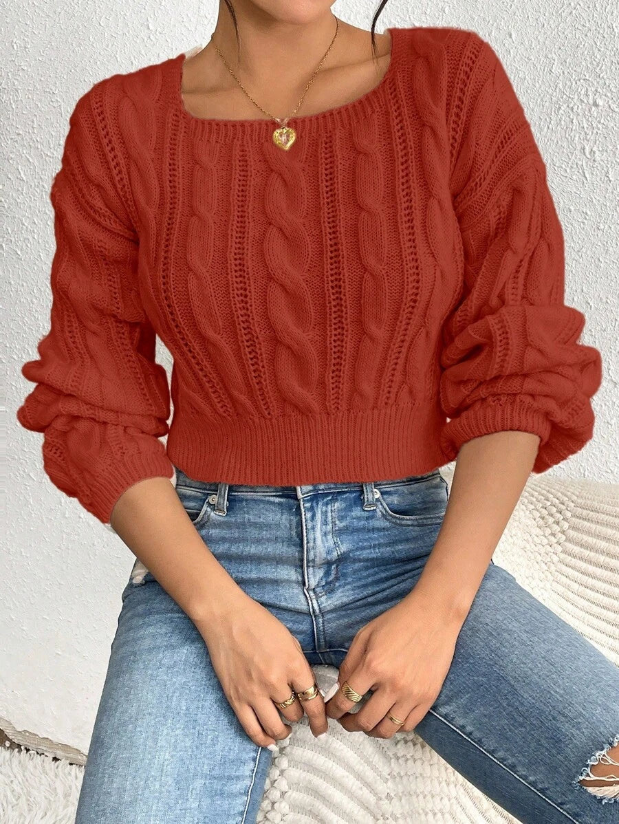 Chiquease Women Solid Color Round Neck Long Sleeve Simple Sweater, Fall Winter Casual Everyday Wear